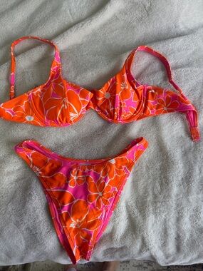 wild fable Orange Pink Floral Bikini Set